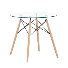 Tischplatte aus gehärtetem Glas und Holzbeinen Retangular Dining Table